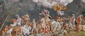 戦い、詳細、トロイの木馬、トロイの部屋 (Sala di Troia) 作： Giulio (and workshop) Romano