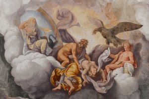 オリンパスの神々、トロイの木馬、トロイの部屋 (サラ ディ トロイア) 作： Giulio (and workshop) Romano