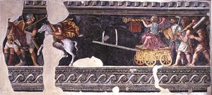 凱旋の場面の断片（フレスコ画） 作： Giulio (school of) Romano
