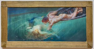 マーメイドまたはグリーンアビス、1900年頃（キャンバスに油彩） 作： Giulio Aristide Sartorio