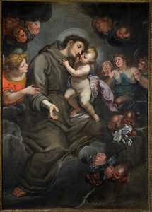 子イエスを抱くパドヴァの聖アントニオ 作： Giulio Benso