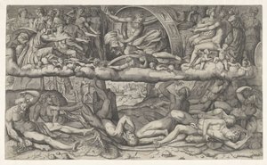 神々と巨人の戦い La lotta fra dei e giganti 作： Giulio Bonasone (attributed to)