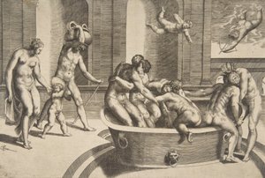 男性と女性の入浴、一部の抱擁、1531-76。