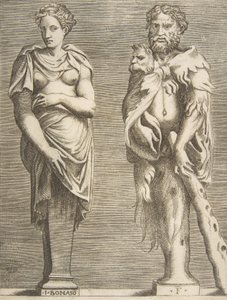 Hercules と Deianira の条件、ca。 1531～76年頃。 1531-76。 作： Giulio Bonasone