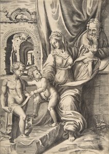 聖家族と幼い洗礼者ヨハネ, 1531-76., 1531-76. 作： Giulio Bonasone