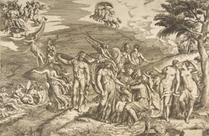 パリスの審判、約。 1550-60。 作： Giulio Bonasone