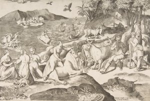 エウロパのレイプ、1546年。 作： Giulio Bonasone