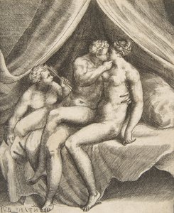 「神々の愛」からの金星と火星、1531-60。 作： Giulio Bonasone