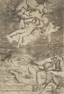 「神々の愛」より、金星が雲の中でプッティと転がる 1531-76。 作： Giulio Bonasone