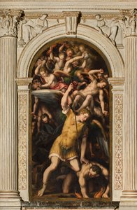 北トランセプト、大天使聖ミカエルの祭壇、悪を殺す大天使ミカエル、ジュリオ・カンピ 1566年 作： Giulio Campi