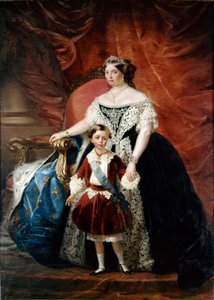 ルイーズ・マリー・ド・ベリー（マリー・ルイーズ・ド・ブルボン、パルマ・ピアチェンツァ公爵夫人）（1819年～1864年）と息子ロベルト（1804年～1907年）の肖像（油彩・キャンバス 作： Giulio Carlini