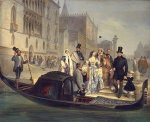 ヴェネツィアのトルストイ一家、1855年 作： Giulio Carlini