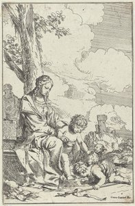 若い洗礼者ヨハネと聖家族 作： Giulio Carpioni (I)