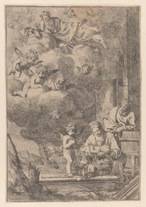 ゆりかごの上にキリストを抱く聖母のいる聖家族, 1640-60., 1640-60. 作： Giulio Carpioni