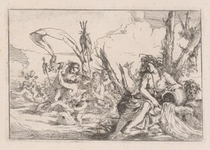 木の根元に座っているナイアードによって表される水..., 1640-60. 作： Giulio Carpioni