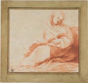 地面に座る聖母子 作： Giulio Cesare Amidano
