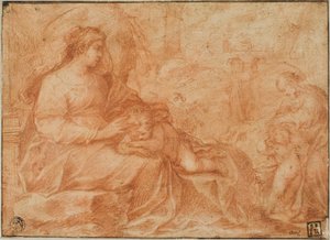 エジプトへの飛行中の休息 作： Giulio Cesare Procaccini
