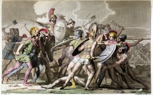 パトロクロスの死体のために戦う (トロイ戦争) - 「古代と現代の衣装」で、フェラーリオ編。 ミラノ