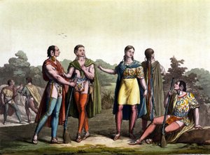 「古代と現代の衣装」を着たカナダのインディアン（アカディア人） 作： Giulio Ferrario