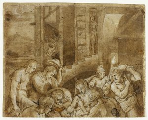羊飼いの崇拝：上半分 作： Giulio Romano