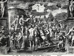 コンスタンティヌスの十字架のビジョン、サラディコスタンティーノ、Raphael Rooms 作： Giulio Romano