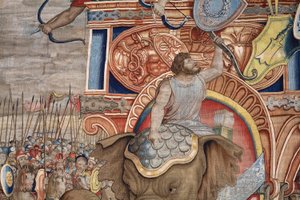 フランダースのタペストリー。 シリーズ スキピオの行為。 座間の戦い。 漫画家のジュリオ・ロマーノ。 Balthasar van Vlierden (?) のアトリエ、ブリュッセル。 1523-1532。 詳細。 作： Giulio Romano