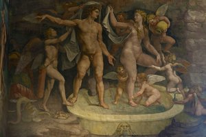 アモールとプシュケの部屋からのフレスコの詳細、1562年-1534年 作： Giulio Romano