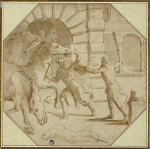 ディオメデス王を倒すヘラクレス 作： Giulio Romano