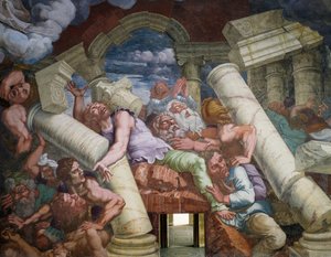 ビルの倒壊により倒された反乱軍の巨人たち 作： Giulio Romano