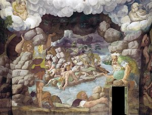 巨人の堕落巨人のホール、1536 作： Giulio Romano