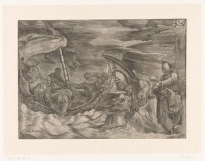 水の上を歩くキリスト 作： Giulio Sanuto (attributed to)