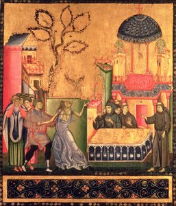 聖フランシスコの祭壇画、憑依した女性の奇跡を描いた詳細（テンペラ、パネル） 作： Giunta Pisano