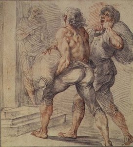 徴税人の研究、c.1591-93（紙に灰色と赤のチョーク） 作： Giuseppe Cesari