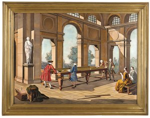 1752-55年頃の "The Billiard Players "のインペリアル・プレート（ピエトラ・デュラ製） 作： Giuseppe (after) Zocchi