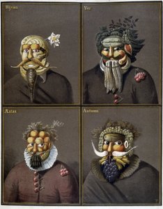 四季：ジュゼッペ・アルチンボルド流の野菜頭の男たち。 作： Giuseppe (style of) Arcimboldo