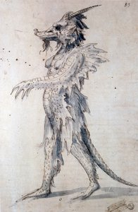 ドラゴンの衣装の衣装デザイン、16世紀 作： Giuseppe Arcimboldi