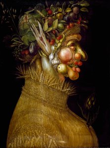 ジュゼッペ・アルチンボルディ（アルチンボルド）（1527-1593）の夏の絵 1563年 薄暗い。67x51 cm ウィーン、美術史博物館