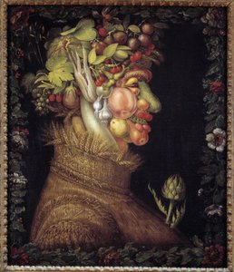 ザ・サマー季節についてのアレゴリー。ジュゼッペ・アルチンボルド（1527-1593）の絵画。ルーヴル美術館 作： Giuseppe Arcimboldo