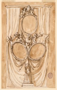 教皇ピウス 6 世と王室のカップルの肖像画の装飾 作： Giuseppe Barberi