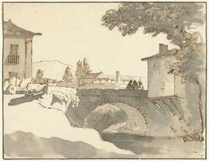 ポルトガルのアルコバサの村の眺め 作： Giuseppe Bernardino Bison (possibly)