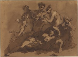海の神々がいる神話のシーン 作： Giuseppe Bernardino Bison