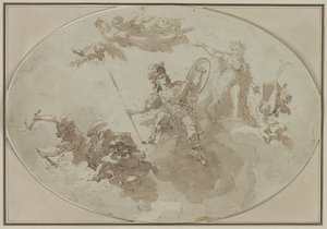 天井調査：平和と戦争の寓意c。 1800 作： Giuseppe Bernardino Bison