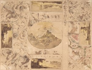 18世紀後半から19世紀半ばにかけての天井装飾のデザイン。 作： Giuseppe Bernardino Bison