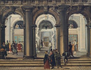 ジュゼッペ・ベルナルディーノ・ビソン（1762-1844）作、ヴェネツィアのマルチャーナ図書館の入り口（イタリア 作： Giuseppe Bernardino Bison