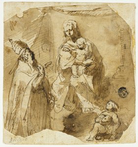 聖母子と洗礼者ヨハネ、聖人像 作： Giuseppe Bernardino Bison