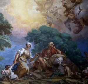 ジュゼッペ・ボニート（1707-1789）作、フレスコ画、ポルティチ王宮、イタリア、カンパニア州