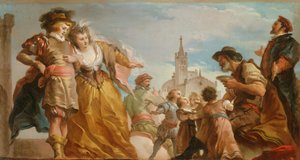 アントワープ伯ゴーティエと娘のヴィオランテの出会い c. 1787年。 作： Giuseppe Cades