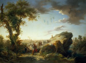 イタリア、アグリエ公爵城、洗礼者ヨハネの説教、ジュゼッペ・カミーノ作（1818-1890）、キャンバスに油彩 作： Giuseppe Camino