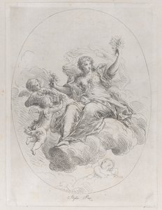 ステファノ・ポッツィ作の雲の上のアレゴリー図。 1745-1802。 作： Giuseppe Canale