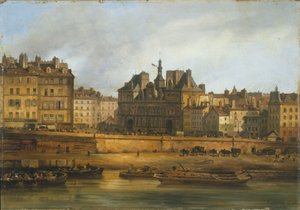 フランス語：シテ島から見たヴィル・オテルとグレーヴ広場 作： ジュゼッペ・カネラ